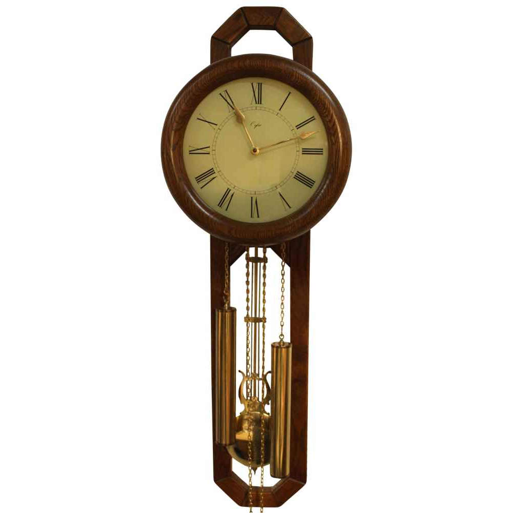 Wandklok met slinger en gewichten